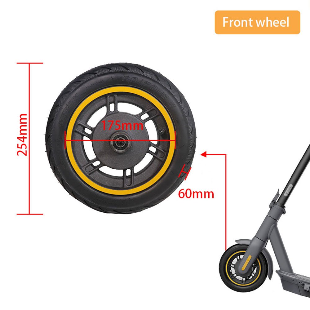 Scooter 10 Inch Front Wheel with Drum Brake for Max G30 Kickscooter Spare Parts 60/70-6.5 Tubeless Tire Wheel Tyre Parts